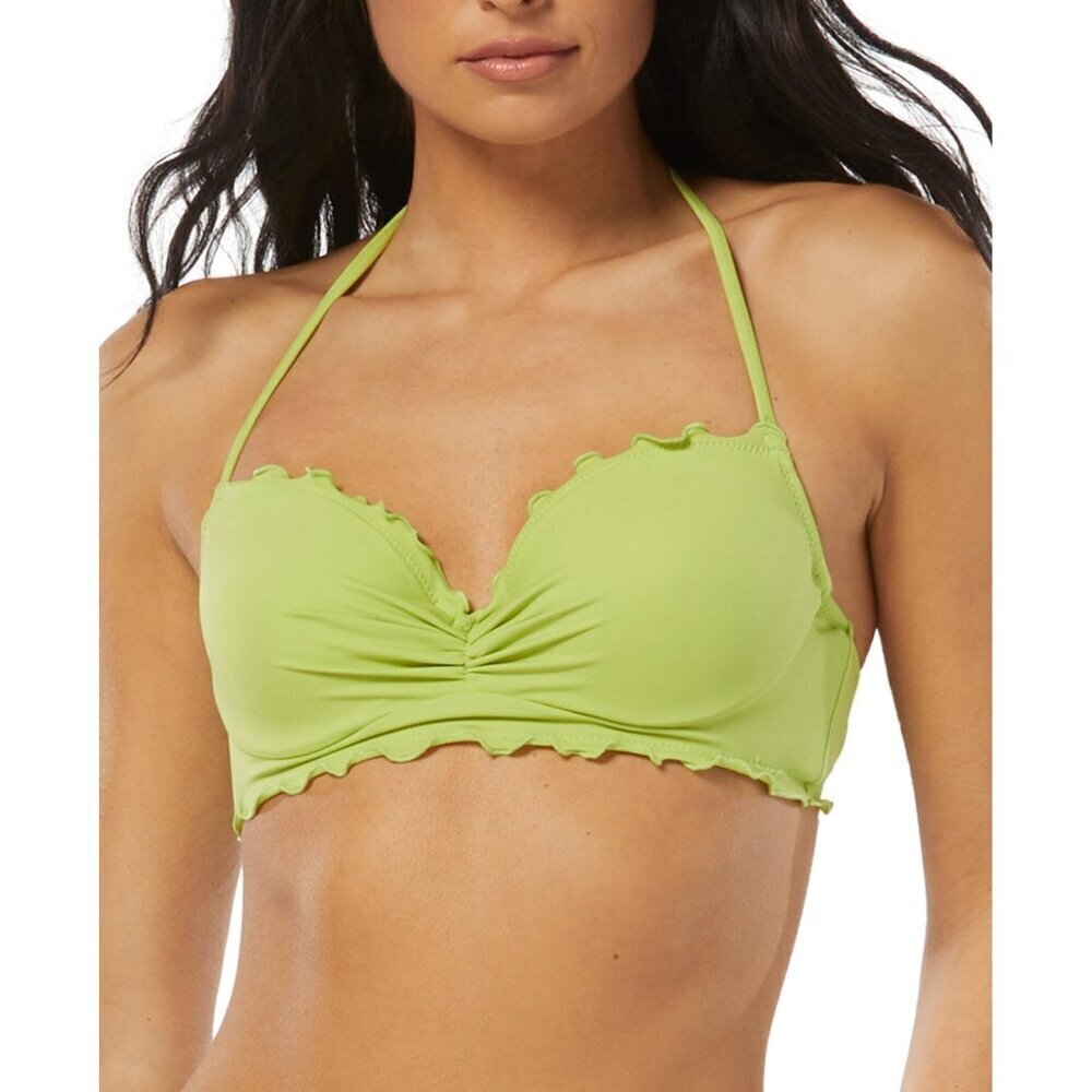Sundazed Womens 36DD Solid Nixie Bra Sized Ruffle Edge Halter Bikini Top 1025